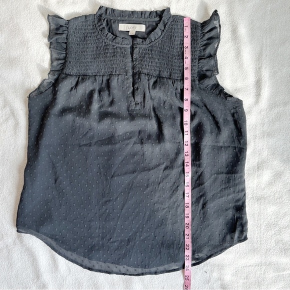 Loft Grey Swiss Clip Dot Blouse Top Flutter Butterfly Sleeves, size Medium - Picture 8 of 16